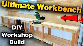 How to Build the Ultimate Workbench with a Miter Saw Station  DIY Workshop Build [upl. by Idou]