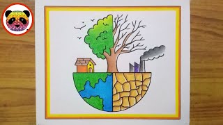 How to Draw World Environment Day Drawing  World Environment Day poster  Save Environment Drawing [upl. by Lienhard91]