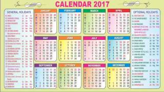 Telangana Govt Holidays Calendar 2017 [upl. by Annoynek]