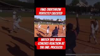 Fake overthrow executed perfectly Watch 3rd base coaches reaction at the end Priceless [upl. by Anitreb]