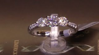 97940  T086ctC040ct  Round Brilliant Three Stone with Diamond Shoulders  Platinum [upl. by Ayres680]