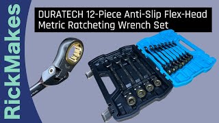 DURATECH 12Piece AntiSlip FlexHead Metric Ratcheting Wrench Set [upl. by Lilybel]