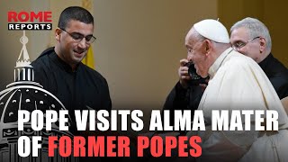 Pope Francis visits alma mater of former popes and saints [upl. by Araiek418]