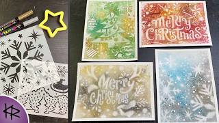 Reverse Stenciling WATERCOLOR Christmas Cards  Easy amp Fun Art 194 [upl. by Nafets]