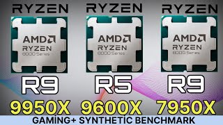 R9 9950X VS R9 7950X VS R5 9600X VS İ5 14600K VS i5 13600K Zen5 Ryzen 9000 series benchmark [upl. by Nuahsyar532]