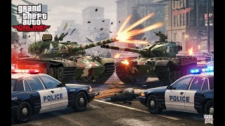 GTA V Online Police vs Military TANK BATTLE in Los Santos [upl. by Lantz598]