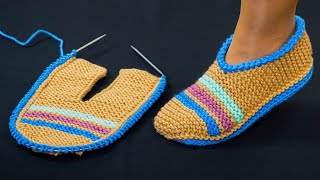 Simple knitted slippers for beginners [upl. by Ranee]