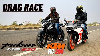 NS 200 Vs RC 200  DRAG RACE 🔥😱 Top End Test🤯 Highway Battle  whofknpd [upl. by Sahcnip]