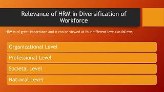 Relevance of HRM in Diversification of Workforce  Unit  1  HRM  BBA 2nd Year 3rd Sem  OU [upl. by Egoreg]