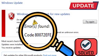 Solved Windows 7 Update Error 80072efe  Error Code 80072EFE Problem Fixed  Unable to Update Win 7 [upl. by Idurt]