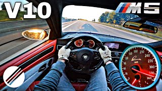 700HP BMW M5 E60 V10 BIKOMPRESSOR TOP SPEED DRIVE ON GERMAN AUTOBAHN 🏎 [upl. by Sedrul]