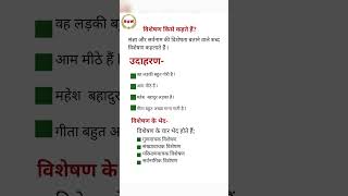 विशेषण किसे कहते हैं lविशेषण के प्रकार l visheshan kise kahte hain hindi main shorts hindigrammar [upl. by Fazeli]