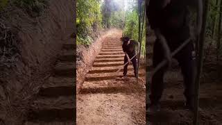 The process of making stairs to facilitate the movement of people on hilly roads [upl. by Kary]