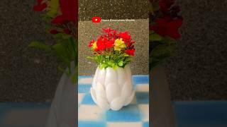 How to make flower vase with plastic spoons DIy flower vase with plastic bottle [upl. by Nuahsyd683]