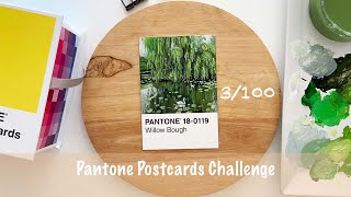 Part 3100 Pantone Challenge POSTCARDS 🎨 paint with me gouache [upl. by Najtsirk108]