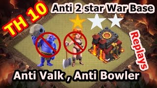 Town Hall 10 TH10 war base  Anti 2 star  anti valk and anti Bowler DEFENCE REPLAYS MAX ATTACK [upl. by Atoiganap]