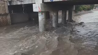 Rains lash Yemeni capital of Sanaa causing damage to buildings [upl. by Neenej]