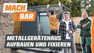 Metallgerätehaus aufbauen und fixieren  OBI [upl. by Grew]