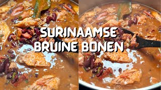 Recept Surinaamse Bruine Bonen  Stewed beans with meats  CWF [upl. by Euqinomod]