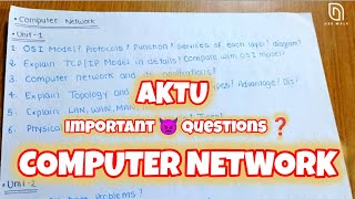 Computer Network Important questions aktu  Aktu cse wale [upl. by Repmek]