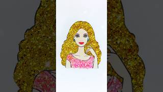 DIY Glitter Barbie Girl gold hair easy kids art craft kids barbie barbiegirl hair glitter [upl. by Asyal]