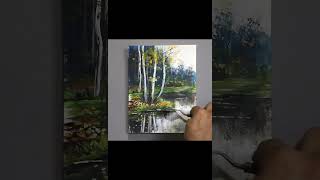 Paisaje de pintura acrílico  pintar es fácil [upl. by Ahsietal]