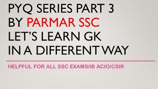 GK PYQ SERIES PART 3 BY PARMAR SSC [upl. by Melvena88]