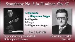 Shostakovich quotSymphony No 5quot Eugene Ormandy [upl. by Nagard237]