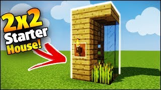 Minecraft 2X2 Starter House Tutorial  How to Build a House in Minecraft Smallest Minecraft House [upl. by Annuahsal]