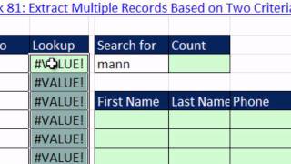 Excel Magic Trick 802 Helper Column To Do Partial Text Lookup Formula To Return Multiple Records [upl. by Eical367]