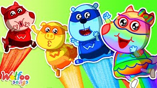 Colorful Superheroes Team  Lost Color Songs  Kids Songs amp Nursery Rhymes WolfooFamilySongs [upl. by Ahsilram721]