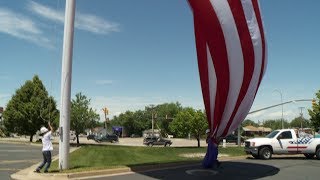 Raising a Large Flag on an External Halyard Flagpole [upl. by Ylrebnik]