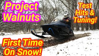 Project Walnuts First Snow Test hits on the Indy 500 Vintage Polaris Snowmobile [upl. by Ynwat5]