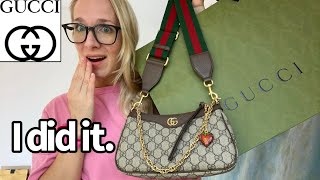 GUCCI Unboxing Ophidia Small Handbag strawberry heart keychain SO CUTE [upl. by Ettenhoj]