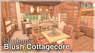 Bloxburg  Blush Cottagecore House Speedbuild interior  full tour [upl. by Yeblehs]