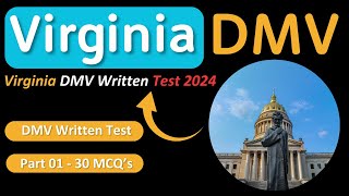 Virginia DMV Written Test 2024 🚗  Part 1  Top 30 Questions amp Answers [upl. by Areek]