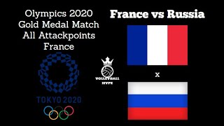 Tokyo Olympics 2020  France vs Russia  Gold Medal Match  Mens Volleyball  All Attacks France [upl. by Hermione]