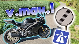 Ich teste den Topspeed der Yamaha YZFR125 [upl. by Aneryc]