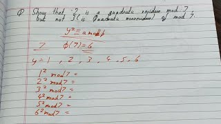 Quadratic residue and non residuequadratic residuequadratic residue modulo examplequadratic non r [upl. by Rania659]