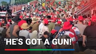 Hes got a gun Eyewitness videos capture chaos during Trump rally shooting  ABSCBN News [upl. by Assyral]