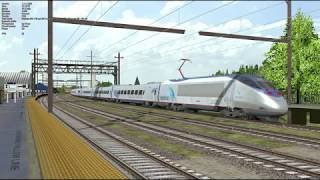 Open Rails Acela Express at Metropark Acela Soundset Demo [upl. by Drawets]