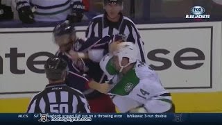 Jamie Benn vs Nick Foligno Oct 14 2014 [upl. by Yhtimit]