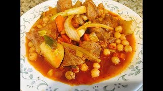 Receta de Garbanzos con Carne de Puerco en Salsa Roja [upl. by Idnyl186]