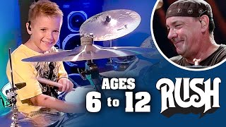 RUSH Drum Cover Tribute age 6 to 12 Kid Drummer [upl. by Alper]