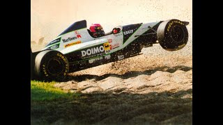 1995 F1 Italian GPSaturday free practice  Pedro Lamy spun off at Variante Goodyear [upl. by Birchard]