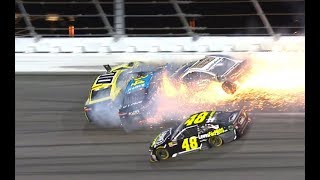 2018 Coke Zero Sugar 400  GaseMcDowellAlmirola Hard Crash  Call by MRN [upl. by Iilek]