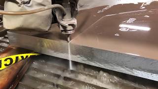 Water Jet Cutting through 3quot inch thick Aluminum Metal 4 x 6 [upl. by Leahciam]