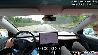 Tesla Model 3 SR Standard Range plus AAZ Acceleration Speed Test 0 to 100km new Version 2020 [upl. by Leigha]