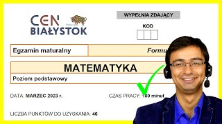 Matura z Matematyki CEN Białystok Podstawa F23 202203 próbna cały arkusz [upl. by Asiul]