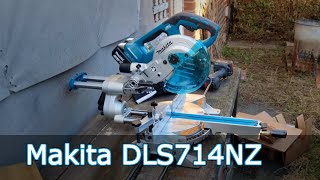 Makita DLS714NZ Brushless 36V 2 x18V cordless mitre saw 45º bevel on 45mmm timber amp depth stop [upl. by Oitaroh]